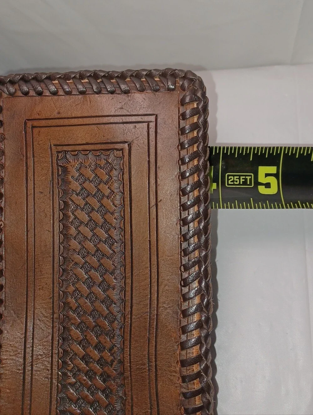 Brown Leather Men’s Wallet - Hand-Tooled Bifold.  MYRON  Embossed On Front